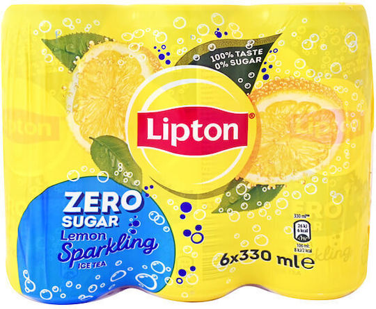 Lipton Ice Tea Λεμόνι με Ανθρακικό, Χωρίς Ζάχαρη σε Κουτί 6x330ml