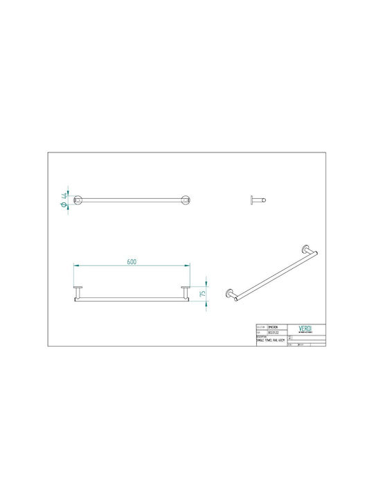Verdi Single Wall-Mounted Bathroom Rail Brown
