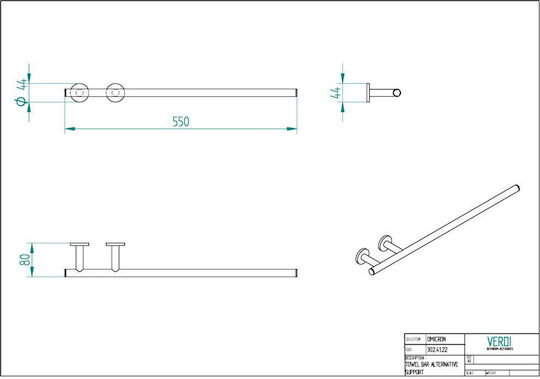 Verdi Omicron Rail Баня Единична Подов с винтове ​55x8см Зелена