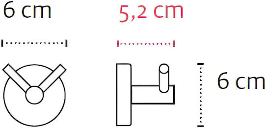 Karag Uno Double Wall-Mounted Bathroom Hook ​6x6cm Satine