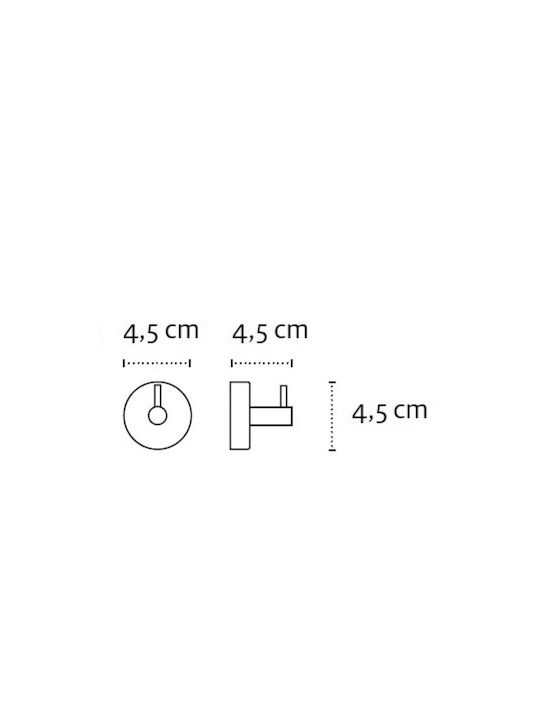 Karag Moderno Single Bathroom Hook With Screws 5.2x5.2cm Silver