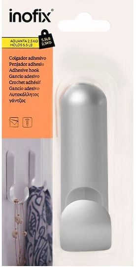 Inofix Single Wall-Mounted Bathroom Hook ​11.1x3.1cm Silver