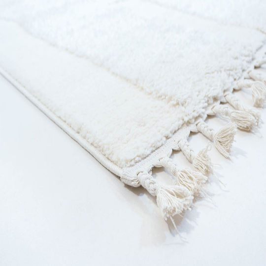 Ezzo Shaggy D110a1a Shaggy Bedroom Rugs Set Cream 12-D110A1A 3pcs