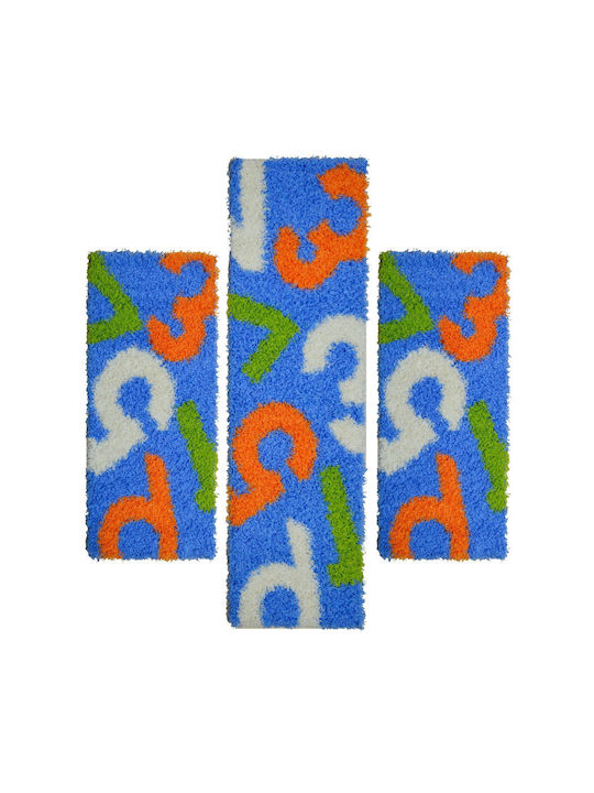 Sprintzio Set Zottelig Schlafzimmer-Teppichsets Synthetisch,Polyester/Cotton/Leather Blue 1138 3Stück