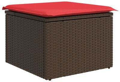 Gartenhocker Würfel Außeneinsatz Rattan mit Braunes Kissen 55x55x37cm
