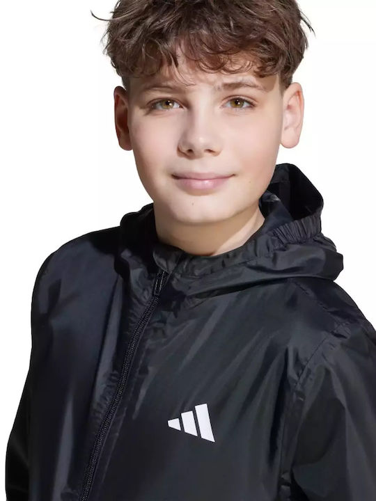 Waterproof Kids Sports Short Windproof Jacket with Hood Black