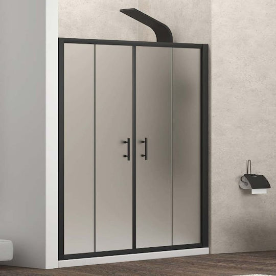Karag Flora 600 Διαχωριστικό Ντουζιέρας με Συρόμενη Πόρτα 160x190cm Satine Nero Karag Flora 600 Διαχωριστικό Ντουζιέρας με Συρόμενη Πόρτα 160x190cm Satine Nero