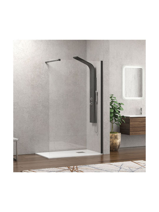 Karag Walkin 1 Fixed Side for Shower 60x200cm Clear Glass Nero