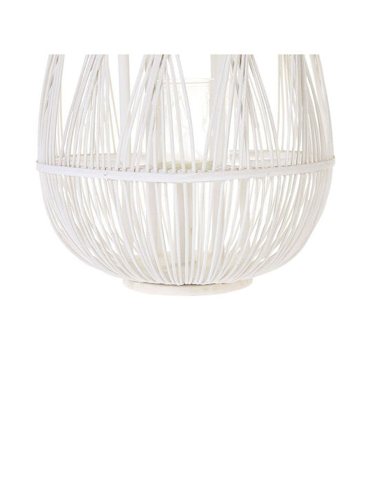 Beliani Φαναράκι Bamboo Λευκό 39x39x39εκ.