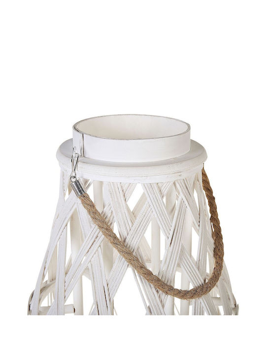 Beliani Φαναράκι Bamboo Λευκό 39x39x39εκ.