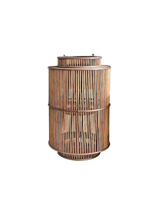 Zaros Tabletop Rattan Lantern Beige 29x29x51cm
