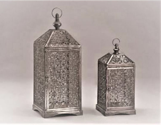 Novaker Metallic Lanterns Set Silver 2pcs