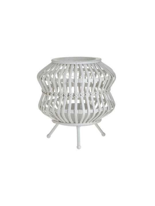 Inart Tabletop Wooden Lantern White 22x22x24cm