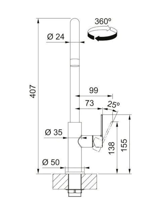 Franke Maris Slim J Standard Μπαταρία Κουζίνας Πάγκου Ασημί