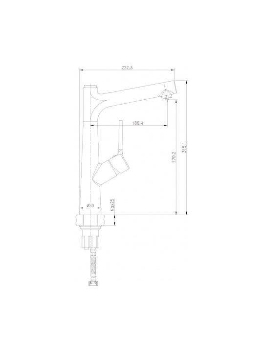 Baterie de bucătărie Inter Ceramic Icf 7163445c Montată pe Blat cu 2 Funcții și Comutator pentru Apă Potabilă Cromată