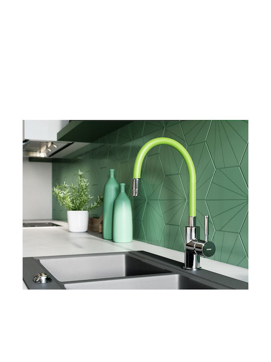 Ferro Zumba Ψηλή Σπαστή Μπαταρία Κουζίνας Πάγκου Green
