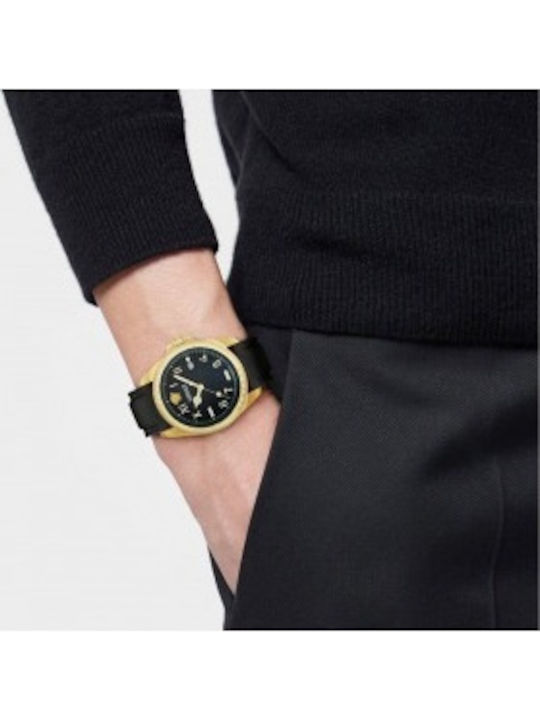 Versace Anteo Ανδρικό Ρολόι Μπαταρίας με Μαύρο Δερμάτινο Λουράκι