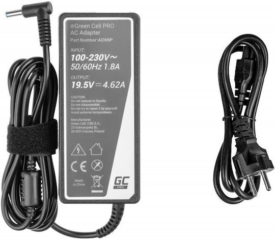 Green Cell Laptop Charger 65W 19.5V 3.33A for HP with Detachable Power Cable