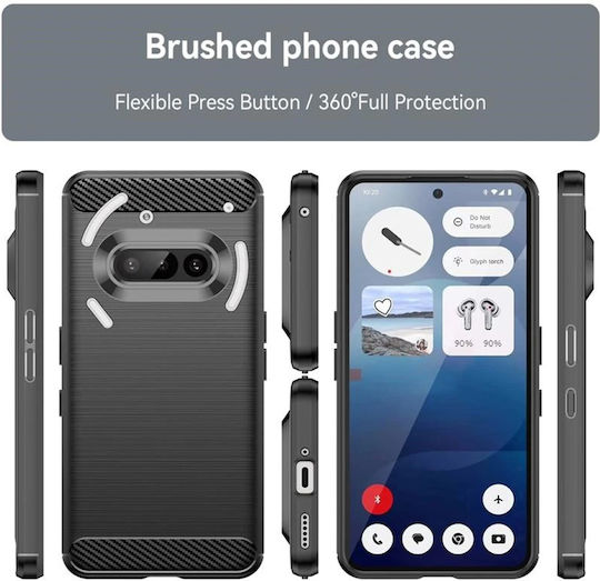 Techsuit Carbon Back Cover Silicon Negru (Nothing Phone (3a))