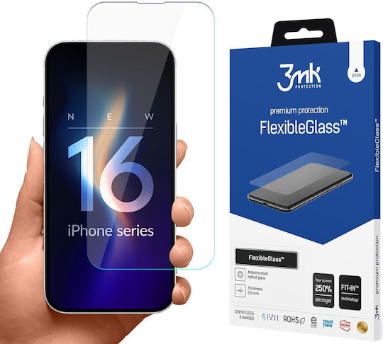 3MK Гъвкаво Керамично Full Glue Антибактериално Закалено Стъкло (Apple iPhone 16)