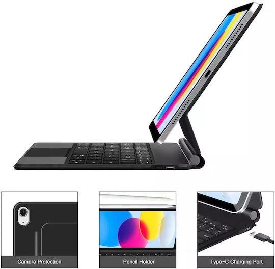 Tech-Protect Smartcase Flip Cover with Keyboard Blacη (iPad 10.9” 10/2022, iPad 11” 11/2025)