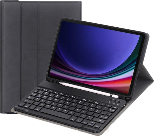 Tablet Hülle Mit Abnehmbarem Bluetooth Tastatur Für Samsung Galaxy Tab S9 FE S10 Lite - Schwarz