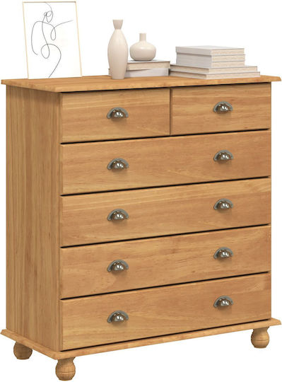 Chest of Drawers of Solid Wood Brown 91x40x95.5cm