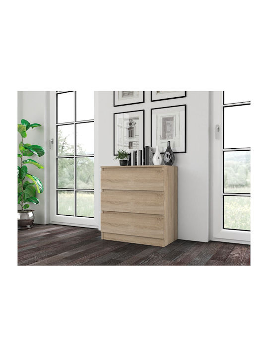Comoda pentru Dormitor M3 cu 3 sertare Sonoma 70x40x77buc