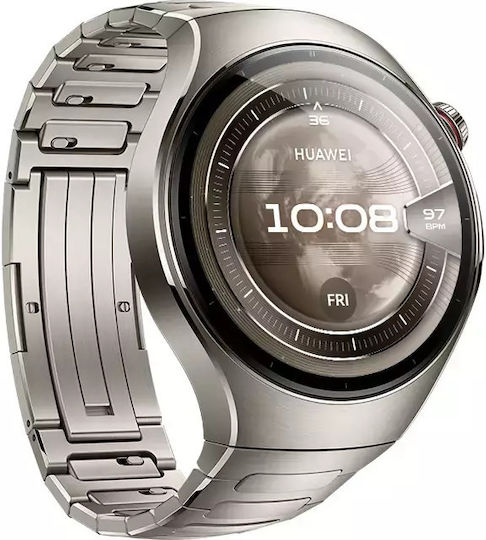 Huawei Watch 5 Titanium 46mm Waterproof with eSIM and Heart Rate Monitor (Silver)