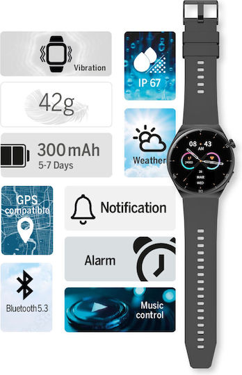 Bea-fon 401 47mm Smartwatch with Heart Rate Monitor (Black)