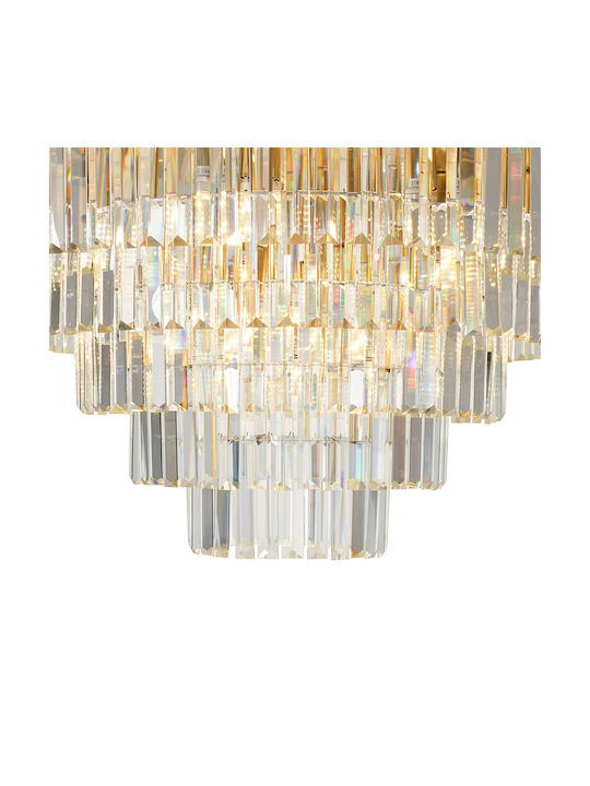 Eko Light Πολυέλαιος Ø75cm με Κρύσταλλα Χρυσός Eko Light Πολυέλαιος Ø75cm με Κρύσταλλα Χρυσός