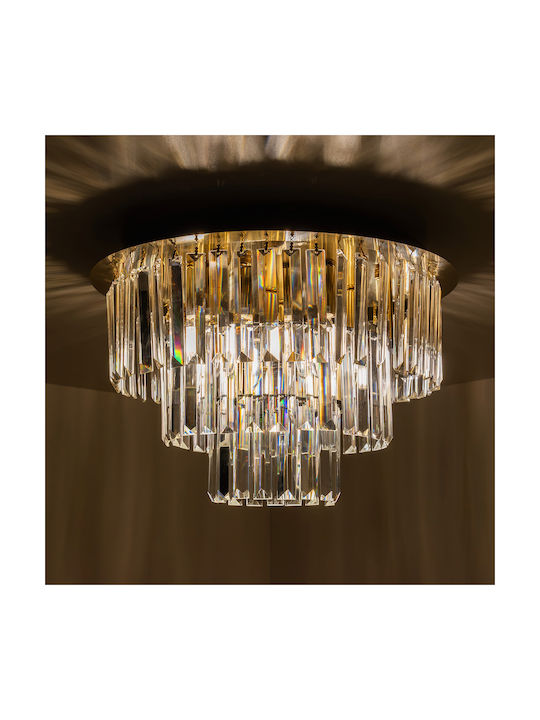 Eko Light Πολυέλαιος Ø45cm με Κρύσταλλα Χρυσός