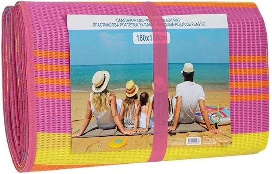 Prosop de plajă dublu cu dungi 180x180cm roz-galben