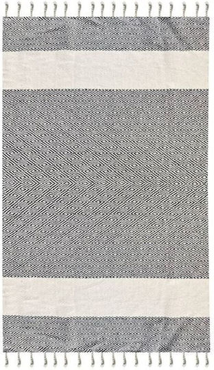 Prosop de plajă Hamam cu model diamant, 180x100cm, gri