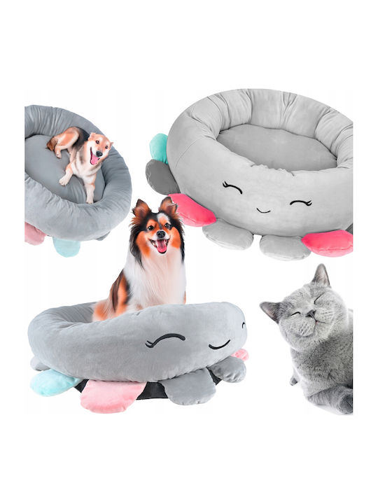 Dog Bed Thick Raised Edges Non-slip Jellyfish Pattern 70x70x20 Cm Gray