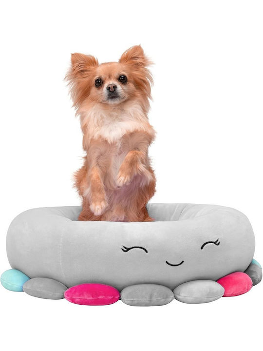 Dog Bed Thick Raised Edges Non-slip Jellyfish Pattern 70x70x20 Cm Gray