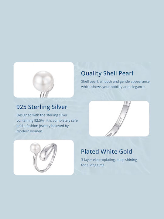 Bamoer Damen Ring mit Perlen aus Silber Vergoldet