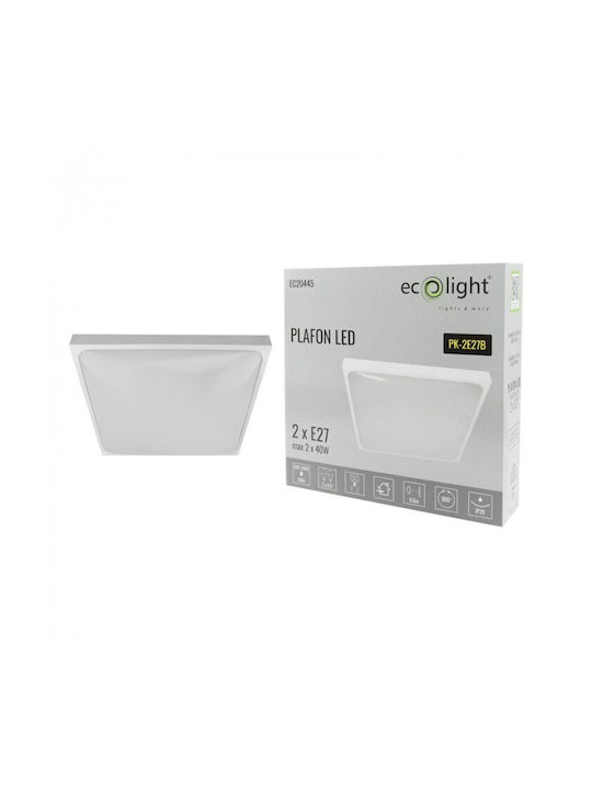 Eco Light Ceiling Mount Light 29.5cm White with E27 Lamp Adapter