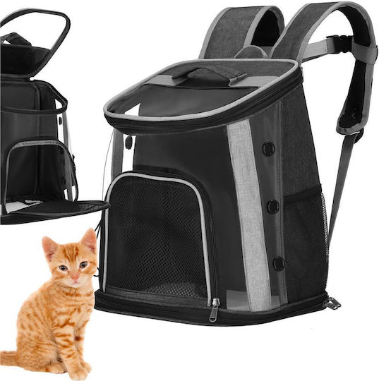 Small-Medium Dog Carrying Bag Backpack Up To 15 Kg Side Pockets 38x34x26 Cm Black