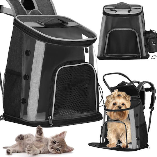 Small-Medium Dog Carrying Bag Backpack Up To 15 Kg Side Pockets 38x34x26 Cm Black