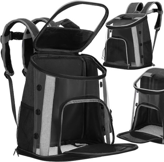 Small-Medium Dog Carrying Bag Backpack Up To 15 Kg Side Pockets 38x34x26 Cm Black