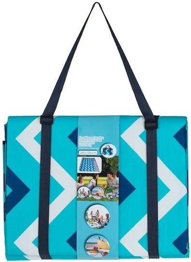 Pătură de picnic din aluminiu cu model în dungi zigzag 200x200cm albastru