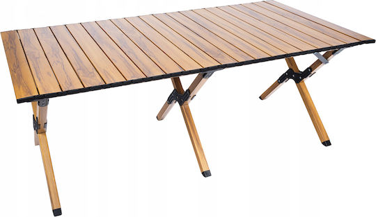 Masa de camping cu sistem de pliere rapid, cadru din aluminiu ultra-ușor, 118x60x45cm, maro