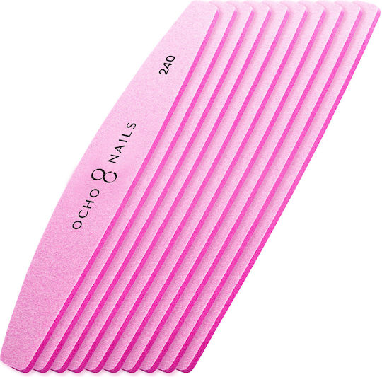 Ocho Nails Half-moon Metal File Core + Buffers 240 10 Pcs