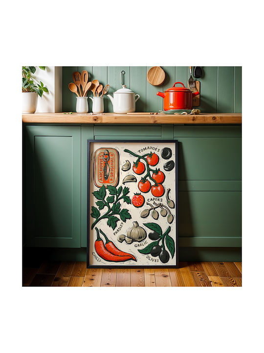 Poster Best Cooking Ingredients Pst25304 30cm X 40cm Μαύρο Ξύλινο Κάδρο