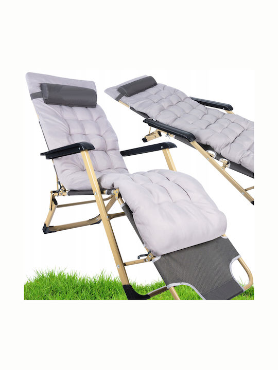 Sunbed Single Metal with Cushion Gray 178x64cm.