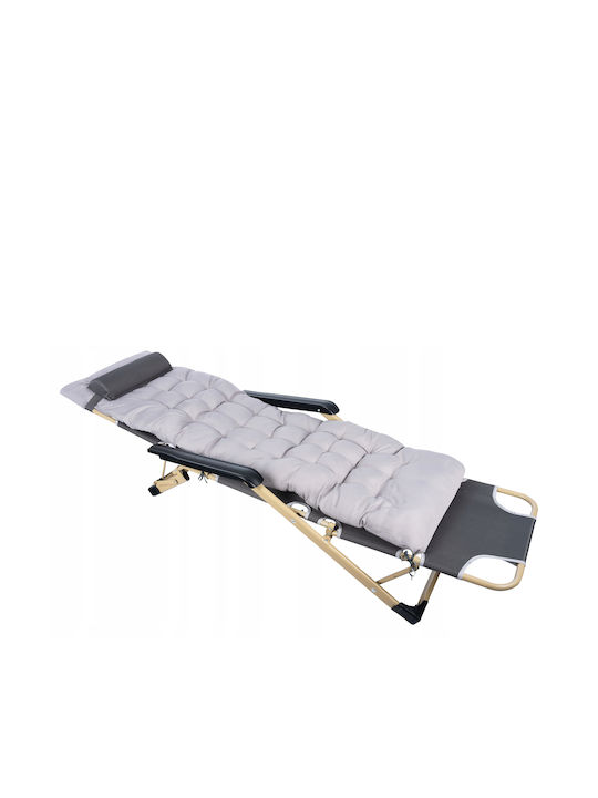 Sunbed Single Metal with Cushion Gray 178x64cm.