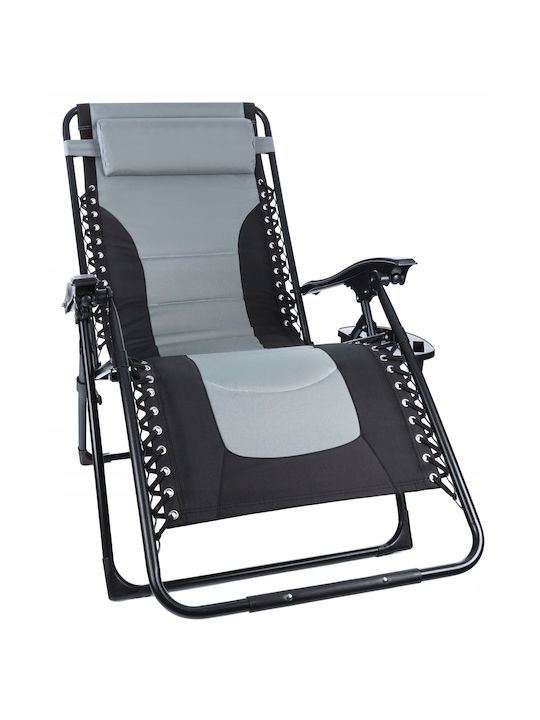 Șezlong Metalic Negru 175x75x110 cm