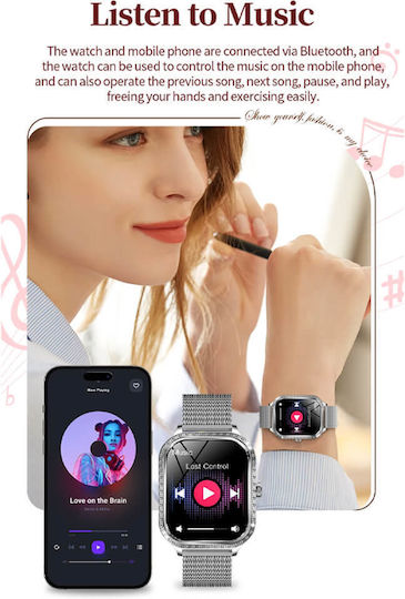 Microwear MK88 Smartwatch με Παλμογράφο (Silver Steel)