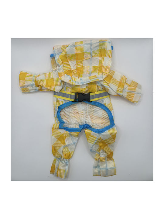 Bonnie Medium Waterproof Dog Jumpsuit Yellow Plaid Transparent Visor